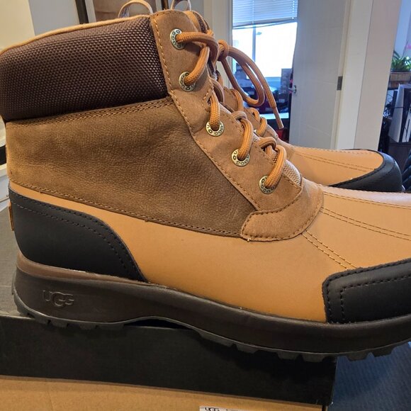 NEW MENS SZ 11 CHESTNUT UGG EMMETT 1115834 LEATHER WATERPROOF WINTER DUCK BOOTS - Picture 8 of 15